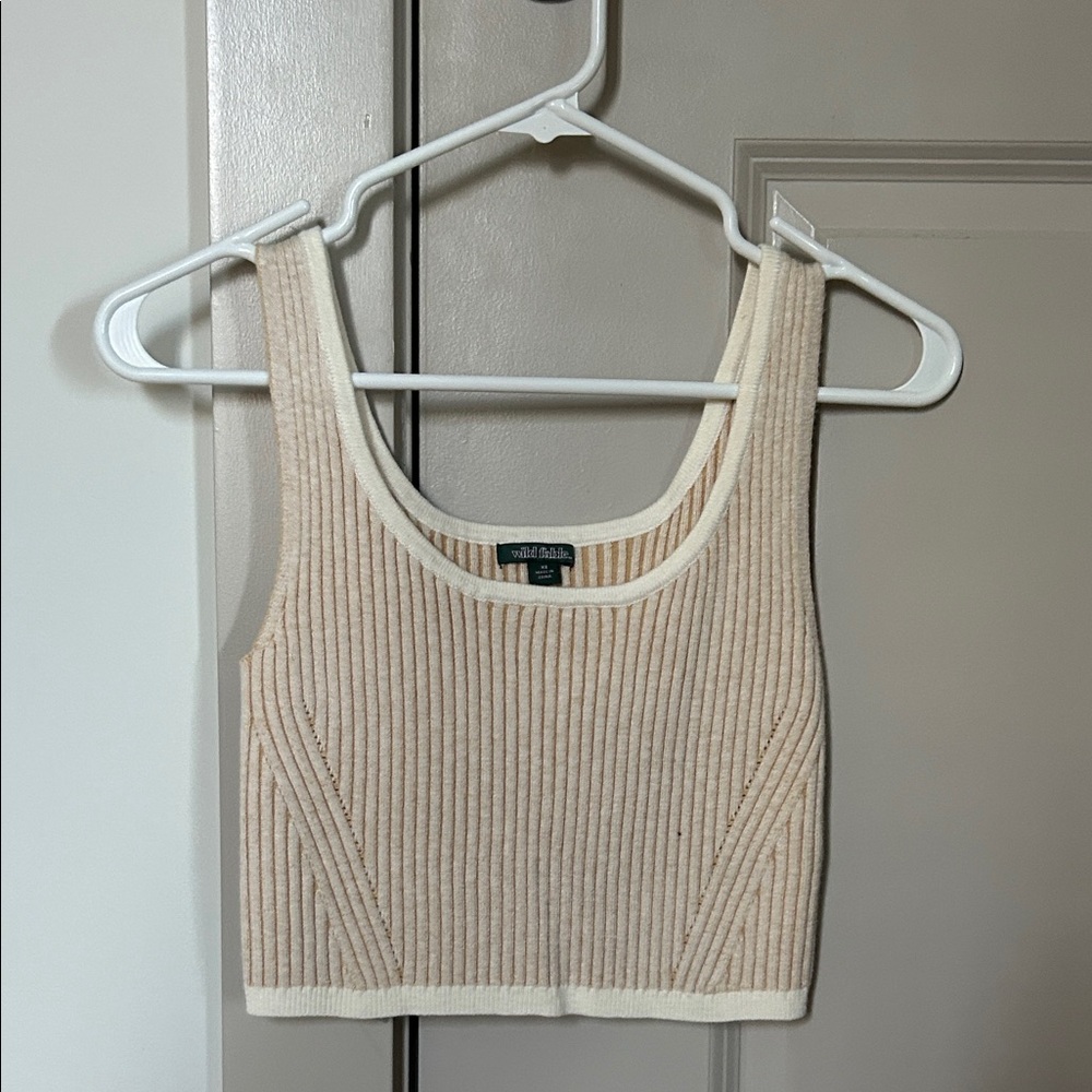 Wild Fable Textured Beige Tank Top